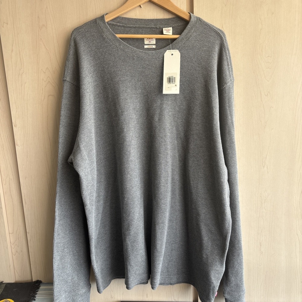 New Levi's Gray Thermal Heavyweight Long Sleeve Mens Standard‎ 3XL T Shirt NWT